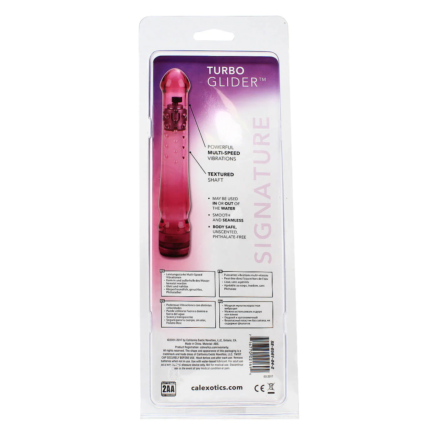 California Exotics Turbo Glider Raspberry Crush 6 Inch Waterproof Classic Vibrator - Image 6